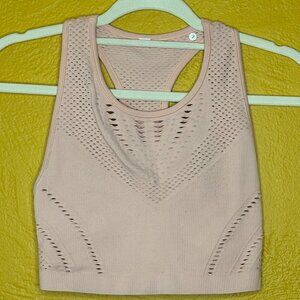 ALO Yoga Mesh Sports Bra | Beige & Pink | Size Large